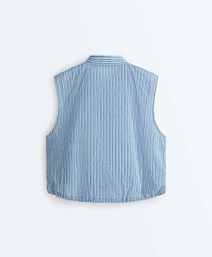 Gilet rayé en coton mélangé Gilet rayé en coton mélangé