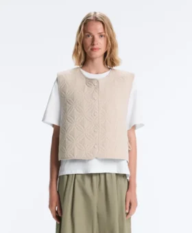 Gilets sans manches matelassés à motif vichy floral Gilets sans manches matelassés à motif vichy floral