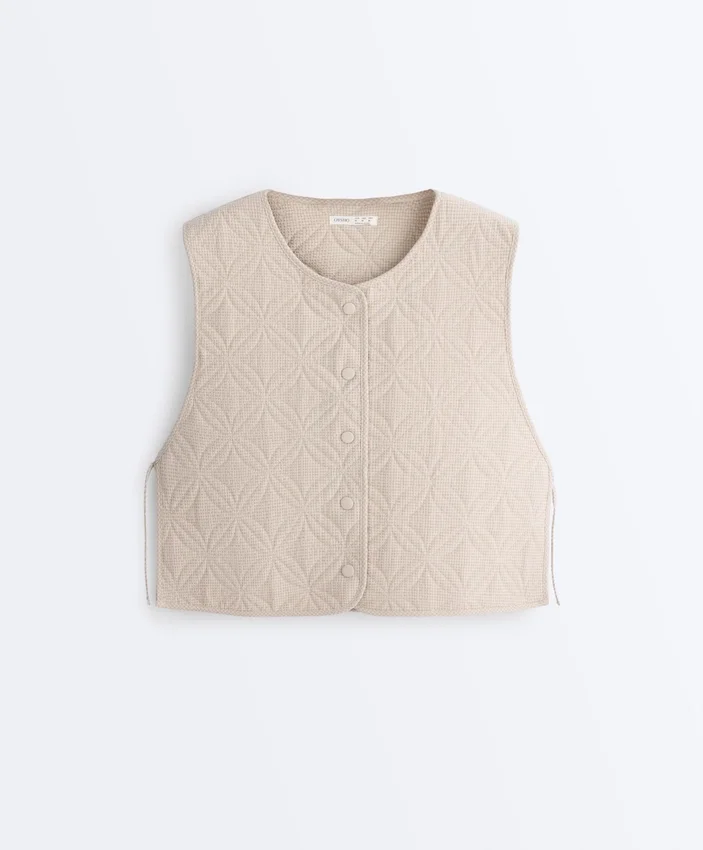 Gilets sans manches matelassés à motif vichy floral Gilets sans manches matelassés à motif vichy floral