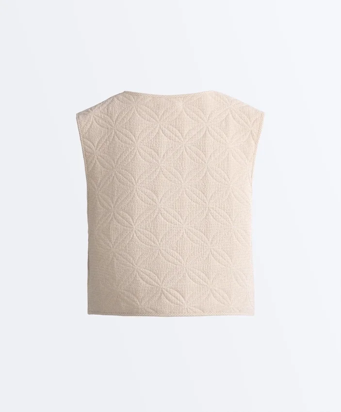 Gilets sans manches matelassés à motif vichy floral Gilets sans manches matelassés à motif vichy floral