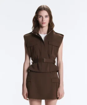 Gilets sans manches utilitaires en piqué avec ceinture en coton Gilets sans manches utilitaires en piqué avec ceinture en coton