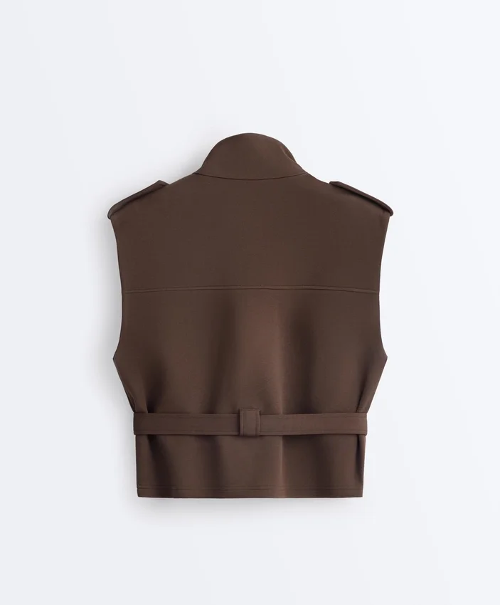 Gilets sans manches utilitaires en piqué avec ceinture en coton Gilets sans manches utilitaires en piqué avec ceinture en coton