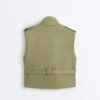 Gilets sans manches utilitaires en piqué avec ceinture en coton Gilets sans manches utilitaires en piqué avec ceinture en coton