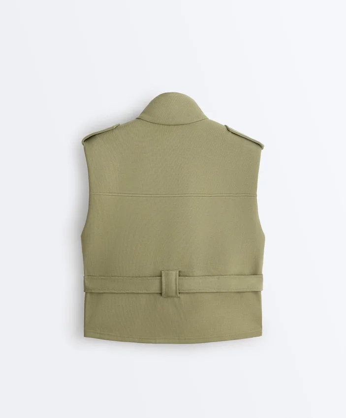 Gilets sans manches utilitaires en piqué avec ceinture en coton Gilets sans manches utilitaires en piqué avec ceinture en coton