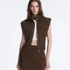Gilets sans manches utilitaires en piqué avec ceinture en coton Gilets sans manches utilitaires en piqué avec ceinture en coton