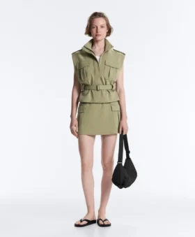 Gilets sans manches utilitaires en piqué avec ceinture en coton Gilets sans manches utilitaires en piqué avec ceinture en coton