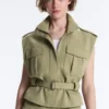 Gilets sans manches utilitaires en piqué avec ceinture en coton Gilets sans manches utilitaires en piqué avec ceinture en coton