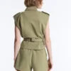 Gilets sans manches utilitaires en piqué avec ceinture en coton Gilets sans manches utilitaires en piqué avec ceinture en coton