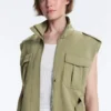 Gilets sans manches utilitaires en piqué avec ceinture en coton Gilets sans manches utilitaires en piqué avec ceinture en coton