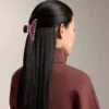 Grande pince à accessoires cheveux avec passepoil Grande pince à accessoires cheveux avec passepoil