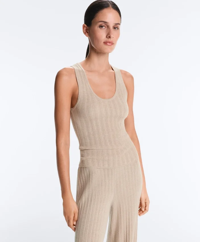 Haut ajusté en tricot côtelé Haut ajusté en tricot côtelé