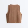 Haut croisé à nouer, encolure carrée, 100 % lin Haut croisé à nouer, encolure carrée, 100 % lin