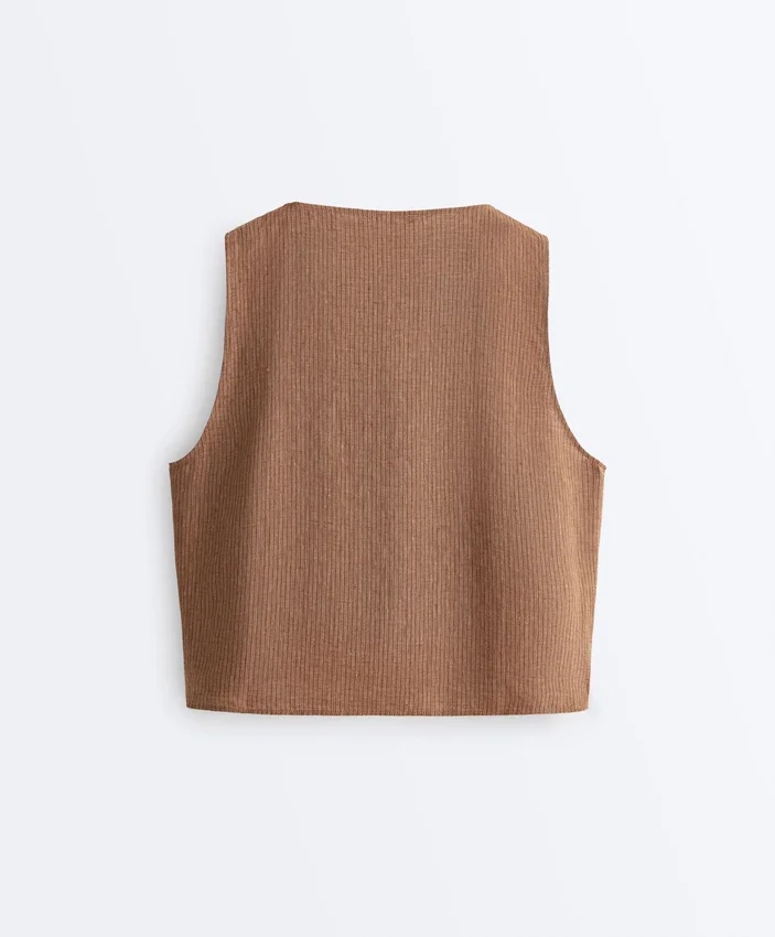 Haut croisé à nouer, encolure carrée, 100 % lin Haut croisé à nouer, encolure carrée, 100 % lin