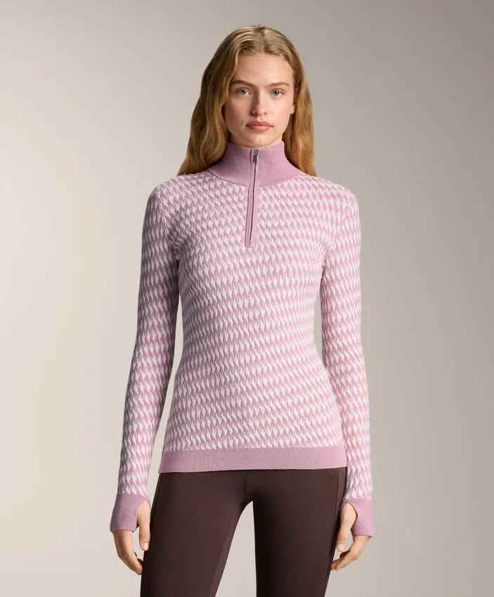 Haut de base thermique en tricot jacquard géométrique Haut de base thermique en tricot jacquard géométrique