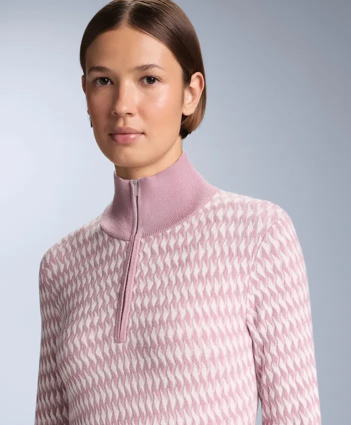 Haut de base thermique en tricot jacquard géométrique Haut de base thermique en tricot jacquard géométrique