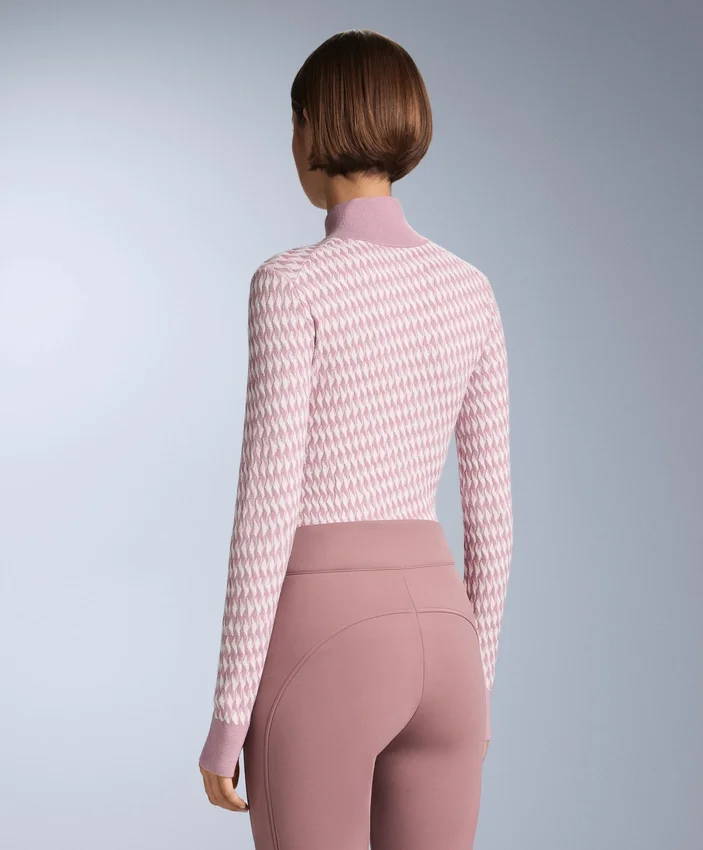 Haut de base thermique en tricot jacquard géométrique Haut de base thermique en tricot jacquard géométrique
