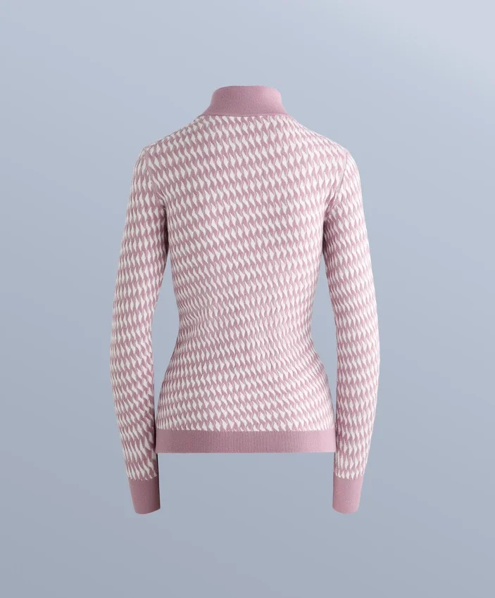 Haut de base thermique en tricot jacquard géométrique Haut de base thermique en tricot jacquard géométrique