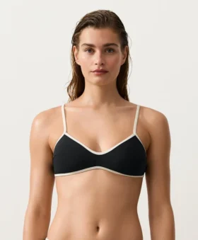 Haut de bikini à bordures contrastées Haut de bikini à bordures contrastées