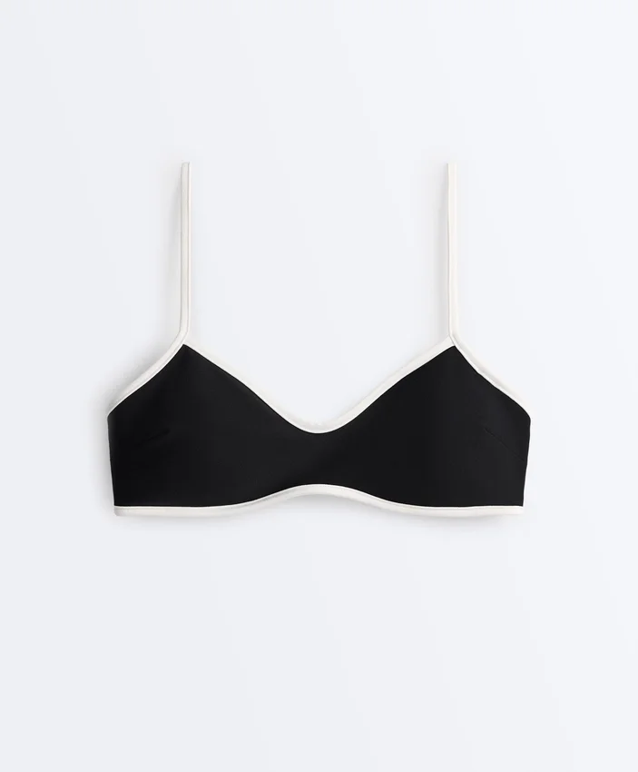 Haut de bikini à bordures contrastées Haut de bikini à bordures contrastées