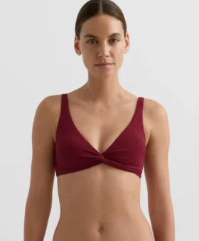 Haut de bikini dos nu en jacquard à petits carreaux
