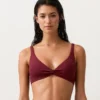 Haut de bikini dos nu en jacquard à petits carreaux