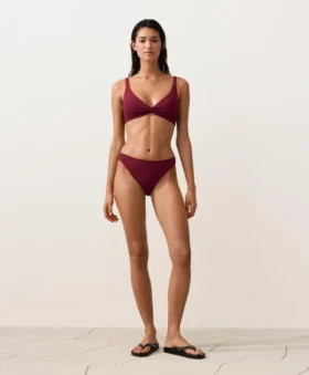 Haut de bikini dos nu en jacquard à petits carreaux