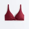 Haut de bikini dos nu en jacquard à petits carreaux