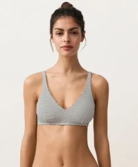 Haut de bikini dos nu à pois en jacquard Haut de bikini dos nu à pois en jacquard