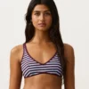 Haut de bikini dos nu à rayures texturées