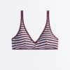 Haut de bikini dos nu à rayures texturées Haut de bikini dos nu à rayures texturées