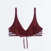Haut de bikini dos nu à rayures texturées Haut de bikini dos nu à rayures texturées