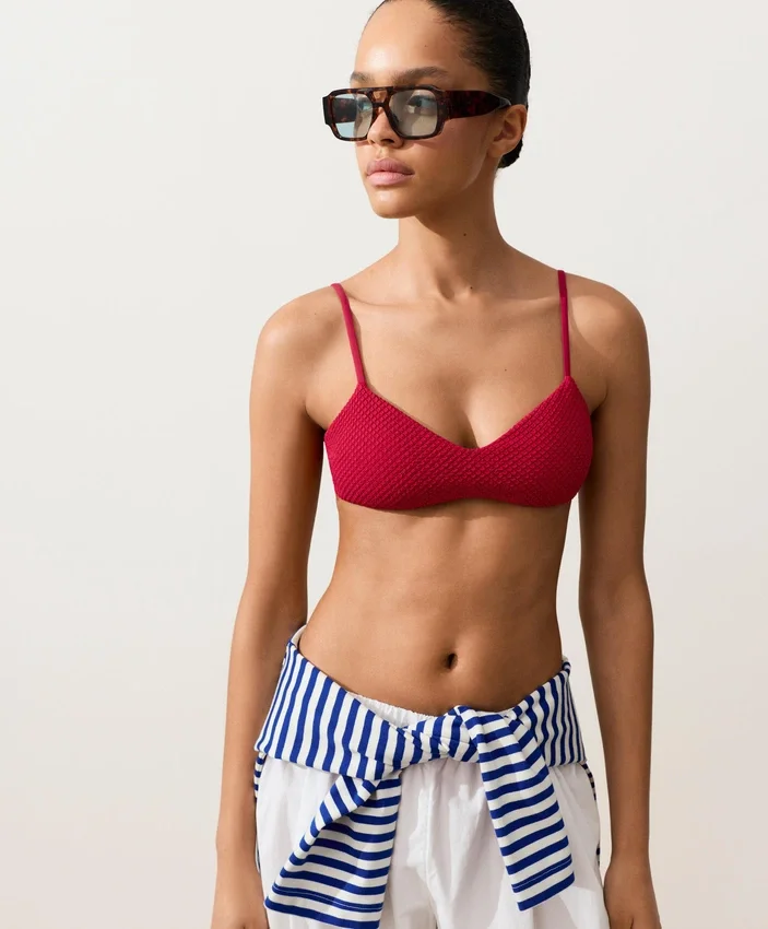 Haut de bikini à texture gaufrée Haut de bikini à texture gaufrée