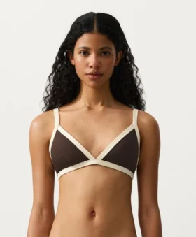Haut de bikini triangle à bordures contrastées