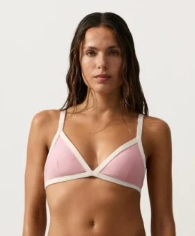 Haut de bikini triangle à bordures contrastées Haut de bikini triangle à bordures contrastées