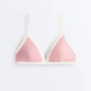 Haut de bikini triangle à bordures contrastées Haut de bikini triangle à bordures contrastées