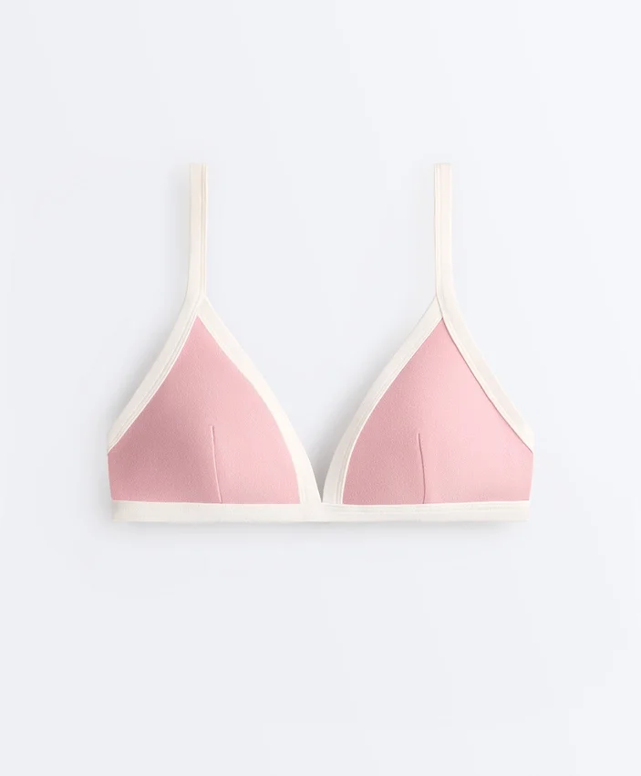 Haut de bikini triangle à bordures contrastées Haut de bikini triangle à bordures contrastées