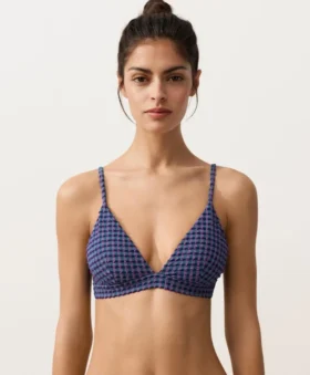 Haut de bikini triangle à carreaux
