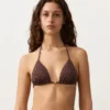 Haut de bikini triangle à imprimé léopard