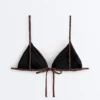 Haut de bikini triangle à imprimé léopard