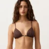 Haut de bikini triangle à imprimé léopard