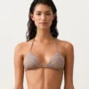 Haut de bikini triangle à imprimé mini et fils métalliques