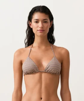 Haut de bikini triangle à imprimé mini et fils métalliques