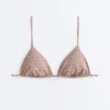 Haut de bikini triangle à imprimé mini et fils métalliques