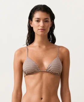 Haut de bikini triangle à imprimé mini et fils métalliques