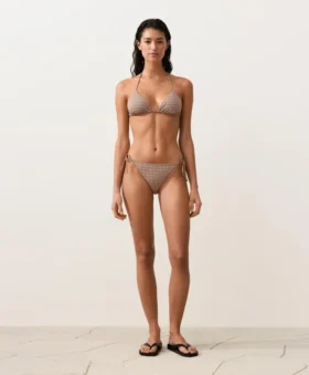 Culottes de bain à couverture moyenne avec imprimé mini et fils métalliques, dotées de liens