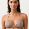 Haut de bikini triangle à imprimé mini et fils métalliques
