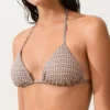 Haut de bikini triangle à imprimé mini et fils métalliques