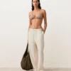 Haut de bikini triangle à imprimé mini et fils métalliques