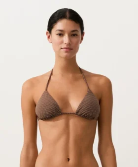 Haut de bikini triangle à mini pois