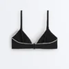 Haut de bikini triangle à passepoil et nouilles
